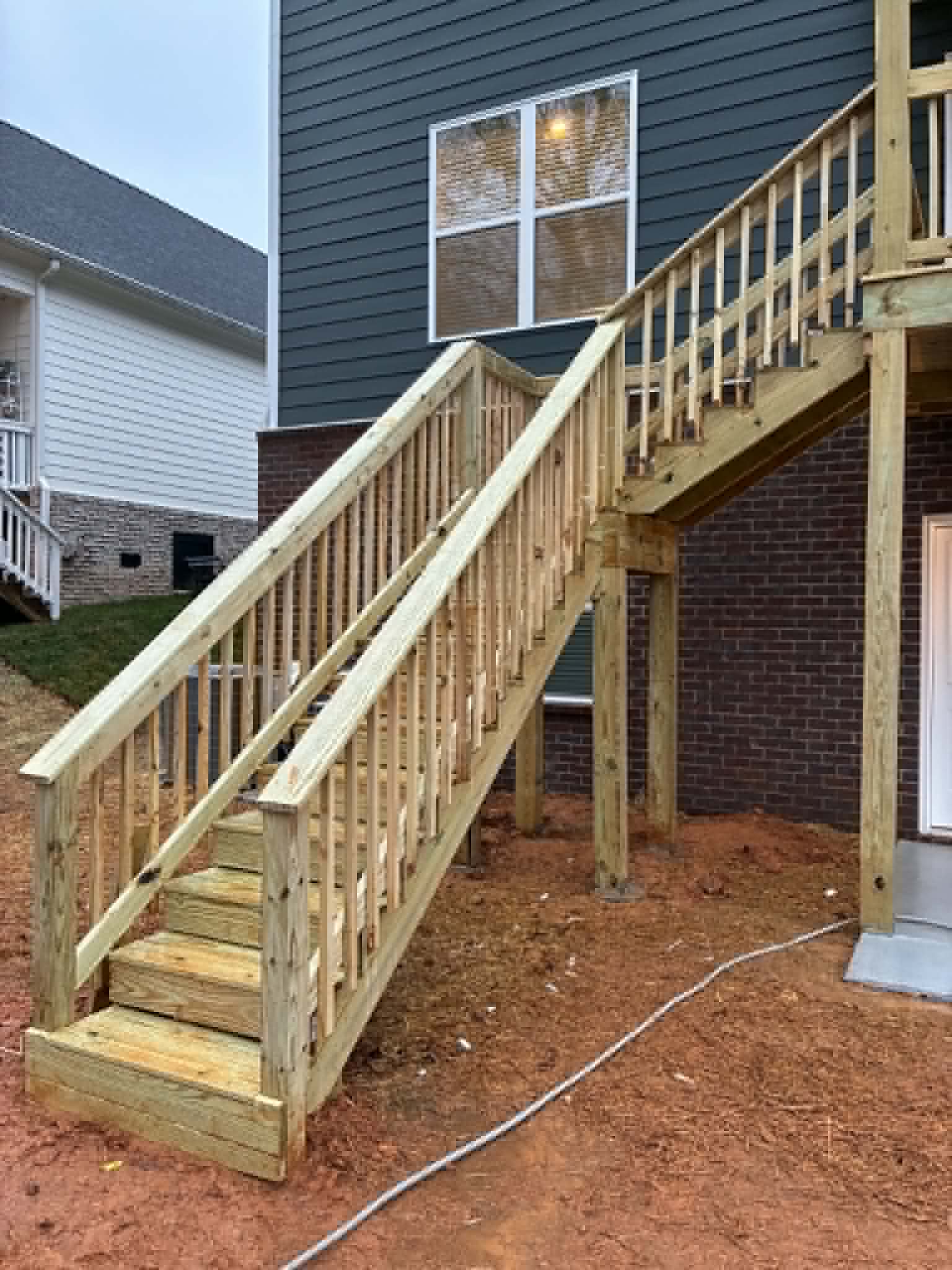 Deck stairs with newel post in Middle Tennessee