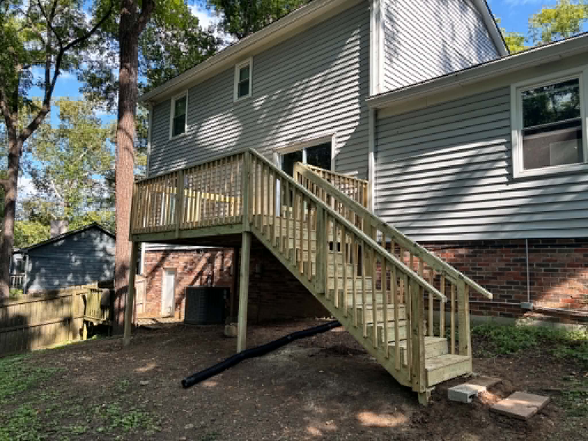 Elevated deck stairs view in Middle Tennessee