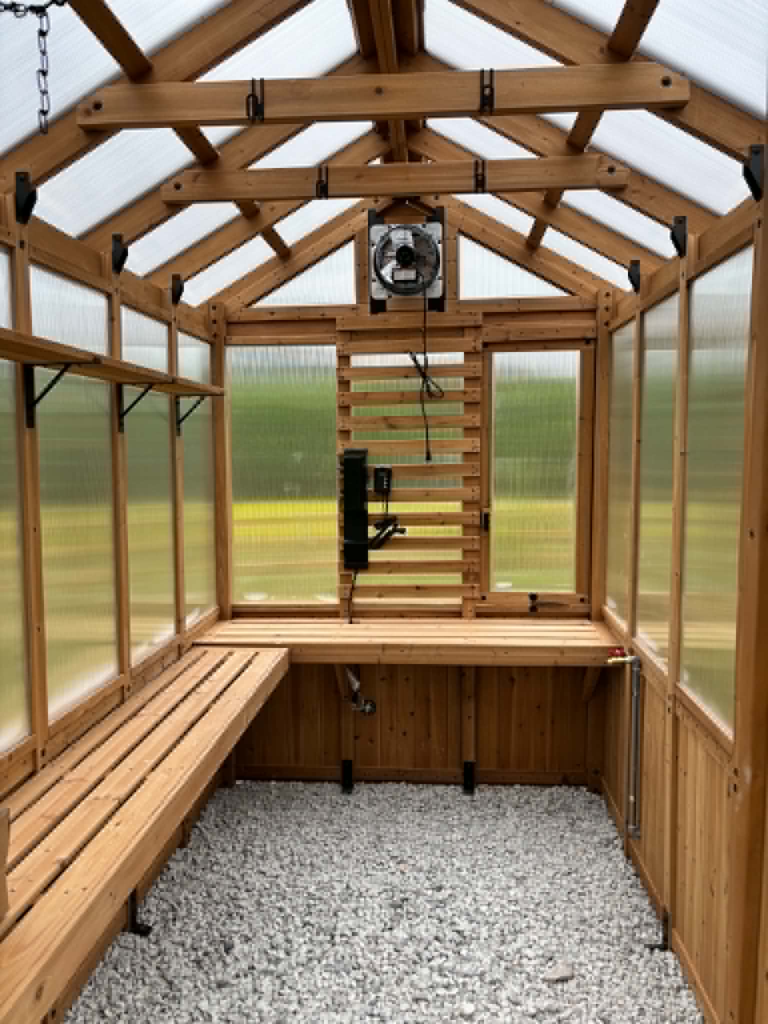 Cedar greenhouse framing under construction by Henning Construction in Middle Tennessee