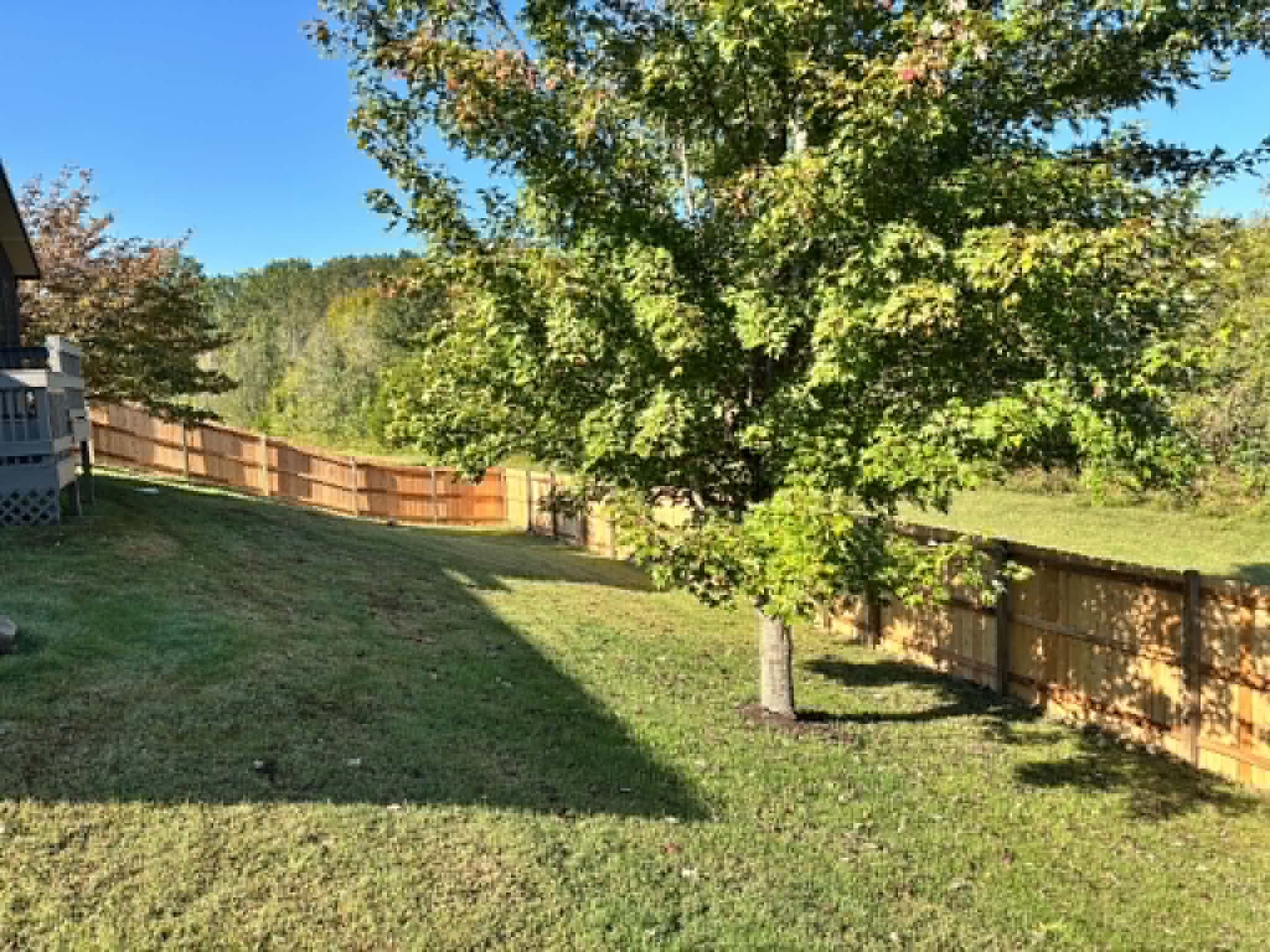 Privacy fence backyard corner in Middle Tennessee