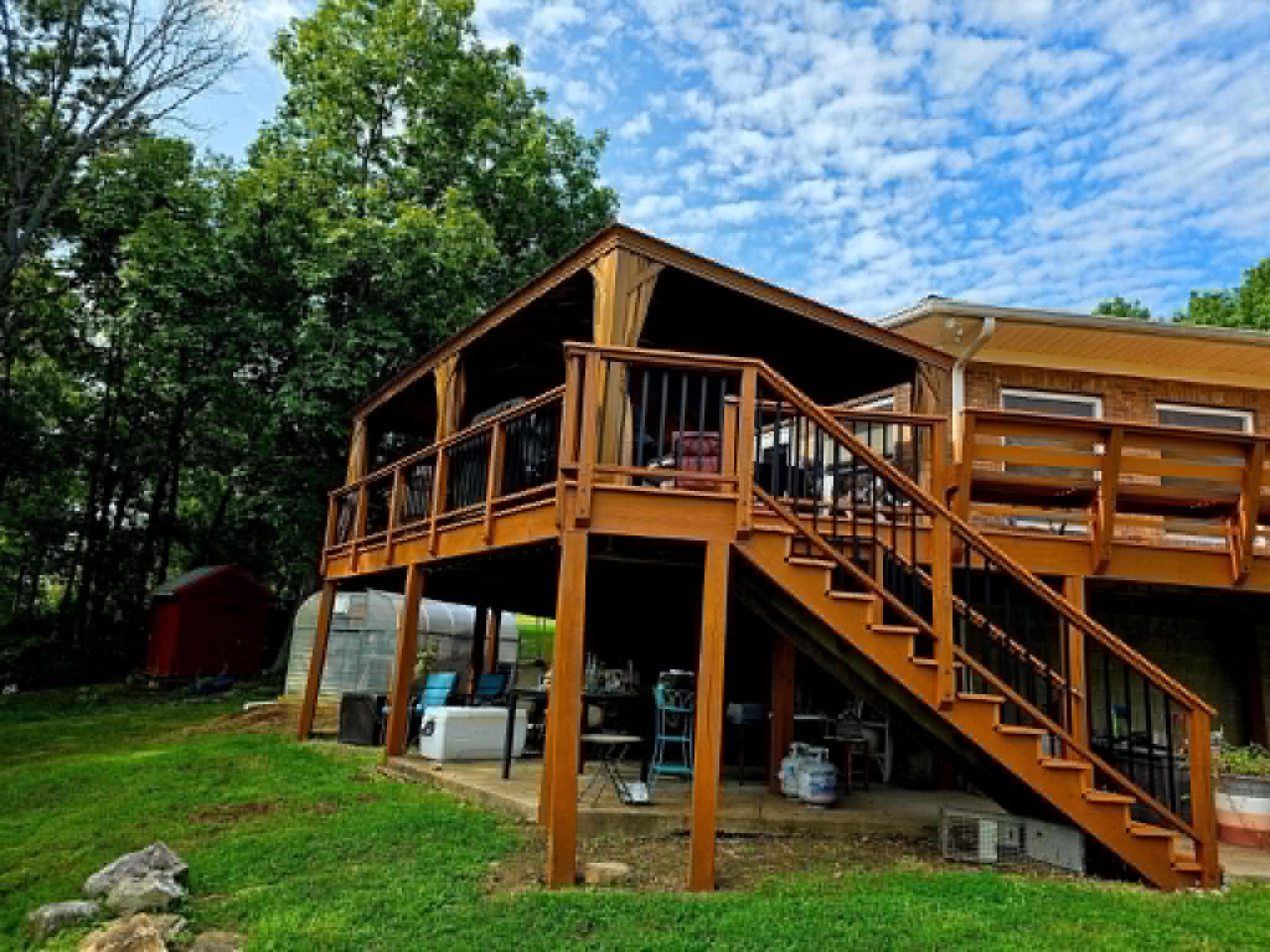 Raised deck with long staircase in Middle Tennessee